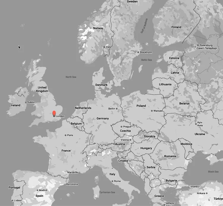 Map showing the Vidos office in London